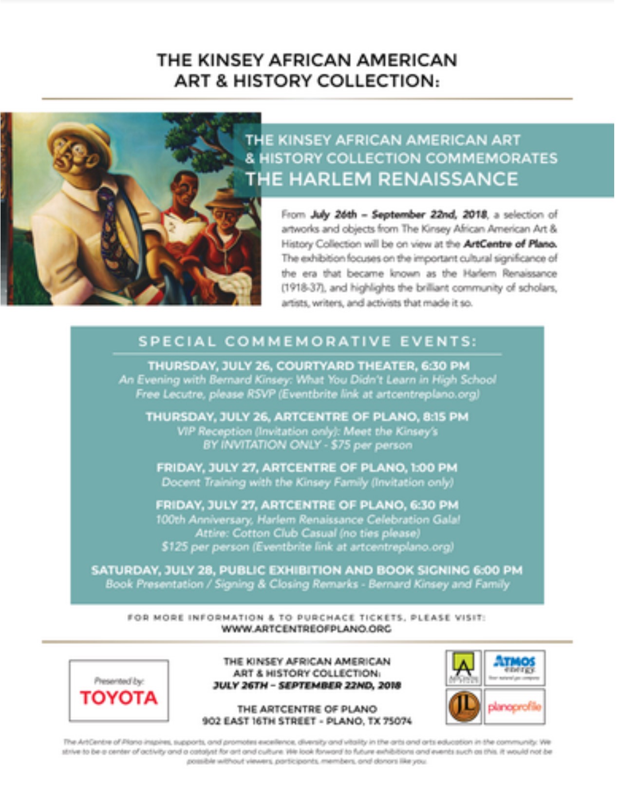 The Kinsey African American Art & History Collection Commemorates the Harlem Renaissance: 7/26-9/22