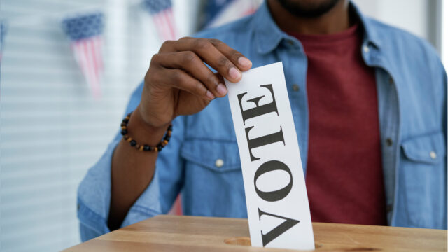 African American man voting