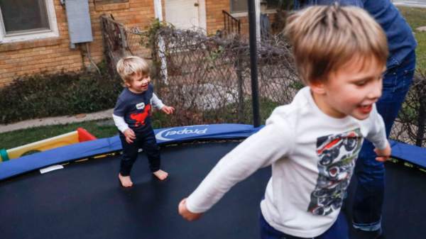 Craig Hoffman plays with his son Roky