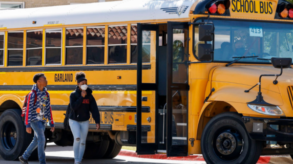 Student Board a Garland ISD bus