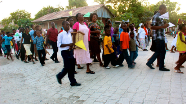 A 2014 community march in Haiti. (Photo by Steph Limage)