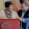 Carolyn Jordan with Mayor Eric Johnson