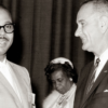Rev. H. Rhett James greets Vice President Lyndon B. Johnson