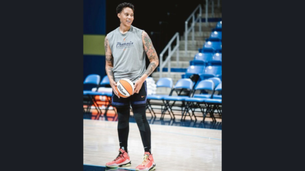 Brittney Griner at morning practice in Dallas