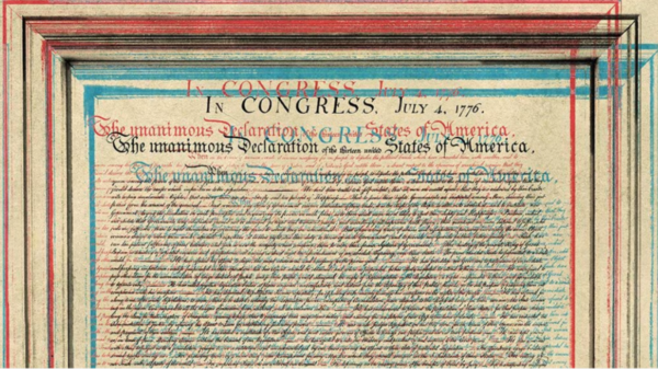 An 1831 print of the Declaration of Independence
