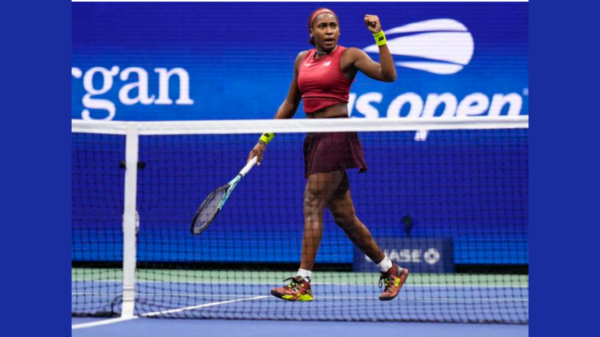 Coco Gauff of the U.S. reacts after a point against Aryna Sabalenka of Belarus in the women’s singles final of the U.S. Open on Sept. 9.