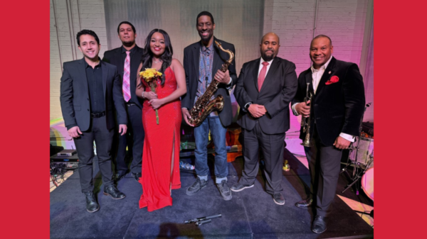 Erika Nicole Johnson poses with The Hot Five Band